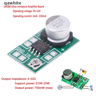 qawhite dc 3v~12v 5v 6v lm386 mini micro audio amplificador de potencia de la junta amp módulo 750mw co