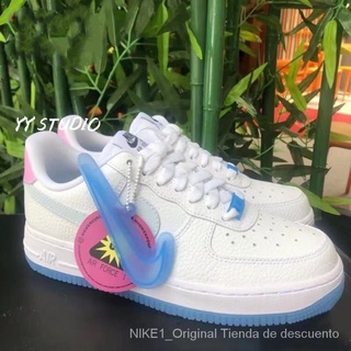 Hchai shop New Buy Nike Air Force 1 07 LX UV Tuning Color inducción talón Haba azul blanco polvo amarillo Air Force 1 D 1 D 1