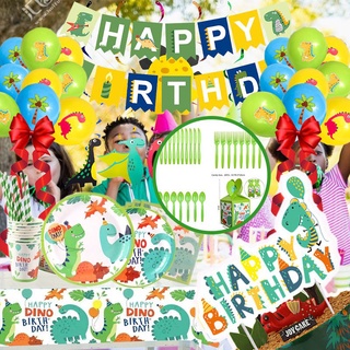 Cartoon Dinosaur Version Disposable Tableware Napkins Plate Cup birthday party Tablecloth Banner Party Decoration