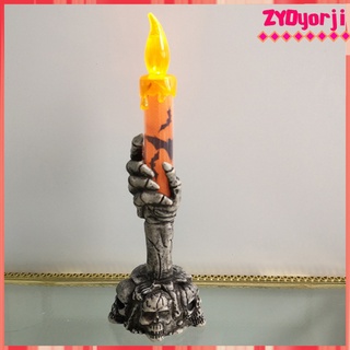 halloween esqueleto led lampskull soporte de mano luz de llama, velas sin llama lámpara para decoración del hogar fiesta bar haunted house