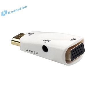 Kvecation Adaptador Convertidor De TV AV Portátil USB compatible Con HDMI Macho A VGA Audio Hembra 1080P