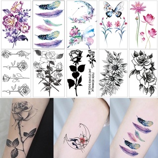 1 hoja 3d pequeña flor fresca impermeable tatuajes adhesivos/transferencia de agua pegatinas de estilo mixto/arte corporal tatuaje temporal para hombres y mujeres