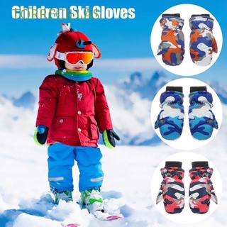 torrecillas guantes peludos a prueba de viento caliente guantes de esquí manoplas nieve snowboard camuflaje verde al aire libre niños cómodo patinaje espesar/multicolor