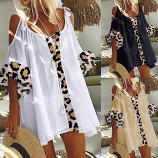 kailei Blouse Printed Loose Leopard Grain Summer Casual Beach Blouse for Trip (1)