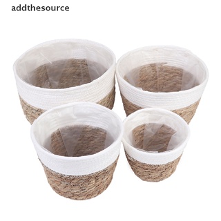 [addthesource] cesta de paja nórdica hecha a mano para picnic, macramé, maceta tejida, contenedor de plantas hgdx