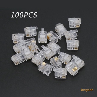 bin 100pcs rj12 6p6c modular cable cabeza conectores de teléfono enchufes de cristal