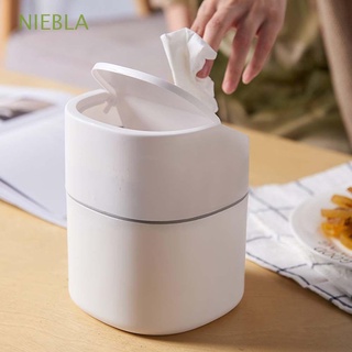 niebla mini papelera lindo cubo de basura barril de basura con tapa pequeño escritorio plástico de alta calidad estilo nórdico cesta de basura/multicolor