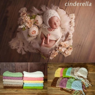 Cind bebé bebé manta gorra telón de fondo conjunto de fotografía recién nacido Props esponjoso estiramiento de punto envoltura de malla sombrero