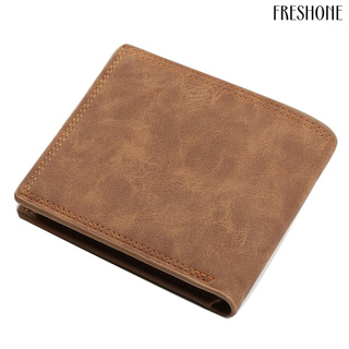 freshone - cartera de cuero sintético para hombre, diseño de múltiples ranuras, cartera corta, monedero para tarjetas de crédito (7)
