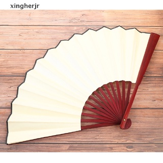 xjco 8 pulgadas/10 pulgadas ventilador plegable mano tela de seda en blanco chino plegable ventilador de bambú fad (5)