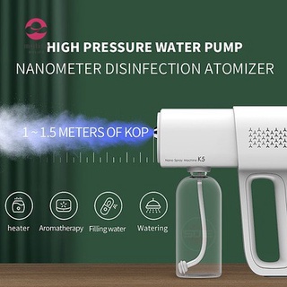 Niebla máquina desinfectante pistola de pulverización de mano inalámbrico atomizador niebla azul luz Nano Spray desinfectante líquido