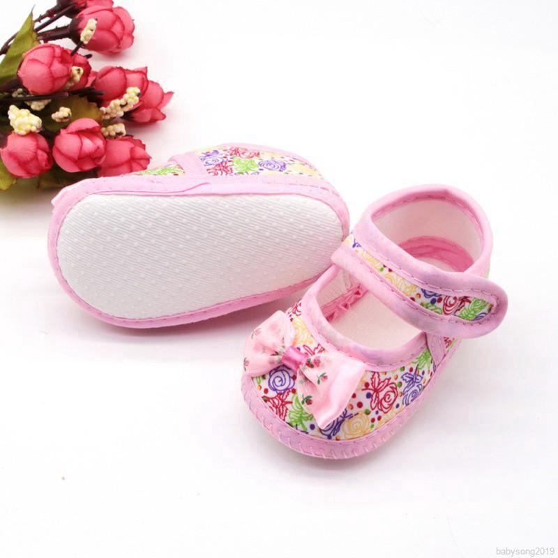 zapatos de lazo floral antideslizantes transpirables para bebé/tenis casuales para niños pequeños suaves