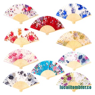 （yunHot)Silk Fan Chinese Japanese Style Folding Fan Wedding Fan Art Gifts Dance Hand Fan