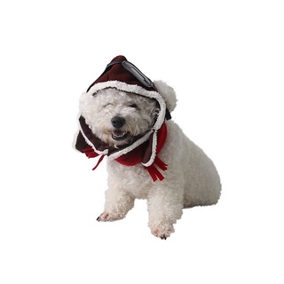 invierno suave ajustable mascota gato perro disfraz cosplay piloto sombrero fuerza aérea gorra
