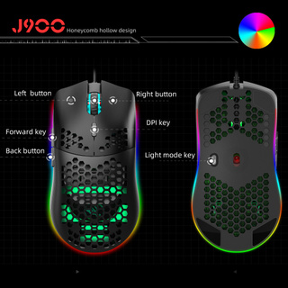 nuowa j900 mouse rgb emisora de luz soporta apagar las luces 6 teclas programable admite varios juegos