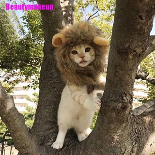 [Beautymakeup] Mascota perro sombrero disfraz de león melena peluca para gato halloween vestido con orejas