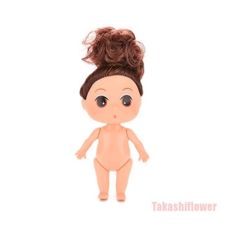 Takashiflower muñeca de 9 cm para muñecas Mini Ddung con moño marrón para hornear muñecas juguetes para niñas