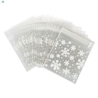 [Hot Sale]100 pcs Sachets Pouches White Snowflake Packaging Bag for Cookies Biscuits Christmas Candies