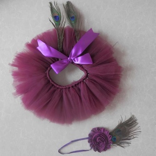 fashionjewelry exquisito 2 unids/set lindo bebé niñas bowknot tutú falda flor hairband foto props