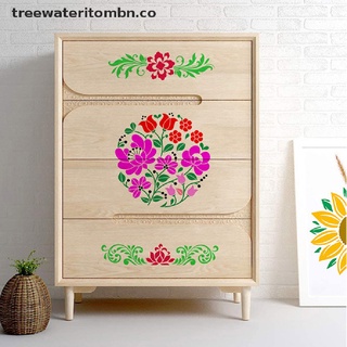 tomter - juego de plantillas de flores reutilizables para pintar en lienzo de tela de madera. (2)