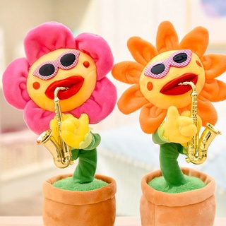 Girasol soplando saxofón girasol puede bailar y cantar juguete de peluche encantadora flor bailando Cactus mismo estilo