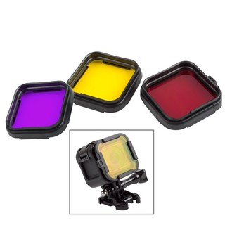 3 piezas/lote de filtro de lente amarillo + rojo+púrpura para polarizador de sesión gopro hero 4