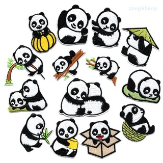 zong 14 unids/set lindo panda bordado parche coser hierro en parches para ropa niños mochila parches apliques insignia diy decoración (1)