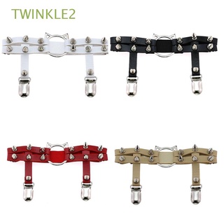 TWINKLE2 Punk Women Suspenders Cool Korean Style Garter Belt Rivets Leg Ring Heart Girls Body Jewelry PU Personality Gothic Thigh Harness/Multicolor