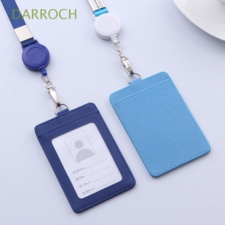 DARROCH Portable Retractable Card Holder Unisex ID Holders With Neck Strap Badge Holders With Reel Clip Lanyard School Office Supplies PU Leather High Quality Simple Business Credit Card Holders/Multicolor