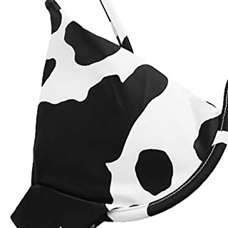 Neiyiya❀ Women's Sexy High Breast Contrast Cow Print Tube Top Split Bikini Set Swimsuit SHEIN (4)