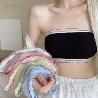 RYSES coreano tubo superior suave íntimos sujetador de encaje con almohadilla de pecho Sexy moda fuera de hombro sin tirantes niñas Nylon/Multicolor