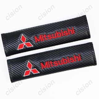 2 fundas de cinturón de seguridad de fibra de carbono para Mitsubishi, accesorios de coche