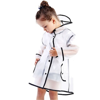 Lai-Children impermeable Poncho de lluvia impermeable, niños con capucha transparente cubierta protectora impermeable (1)