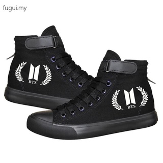 35-44 Bangtan Boys Velcro encaje Hightop zapatillas cómodas zapatos de lona mujeres Kpop BTS (7)