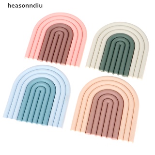 heasonndiu - posavasos de arco iris (2 unidades), diseño de arco iris, almohadillas de aislamiento, placa antideslizante (1)