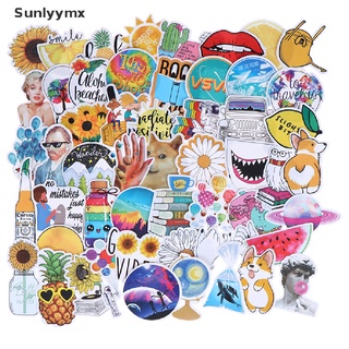 [SNL] 53Pcs Summer light yellow stickers DIY scrapbook suitcase laptop guitar sticker YMX (1)