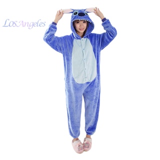 Zm/pijamas de franela de dibujos animados animales mujeres hombres invierno mono ropa de dormir (azul L)