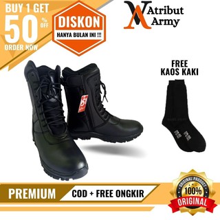 (camiseta Gratis) PDL TNI AD zapatos de los hombres/zapatos de trabajo POLRI SATPAM seguridad negro hombres policía calidad barato - LA01