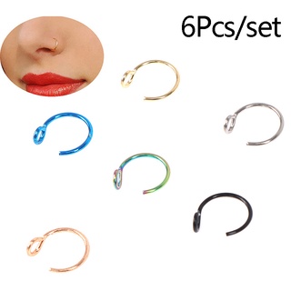 [puchi] juego de 6 anillos falsos para nariz con Clip C aro para labio, Piercing de cuerpo S