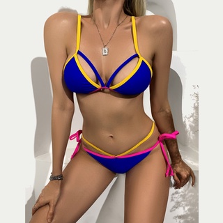 tsl conjunto de bikini sexy de corte alto con costuras de contraste para mujer/traje de baño de dos piezas