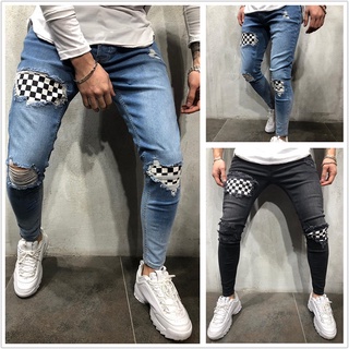 Pantalones Vaqueros Para Hombre Slim Fit Skinny Jeans Casual Ripped De Mezclilla Hip Hop Largos (1)