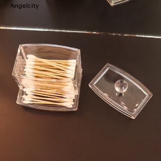 [Angelcity] Hisopos De Algodón Acrílico Caja De Almacenamiento Portátil Transparente Maquillaje Almohadilla .