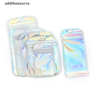 [adt] 50 bolsas de aluminio láser mylar con cierre de cremallera bolsas de caramelo reclosable embalaje hes