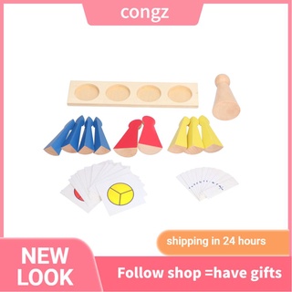 Congz Wooden Math Learning Toys Clear Texture Smooth Edges Fraction Puzzle Toy for Kindergartens Nurseries Early Education Centers
