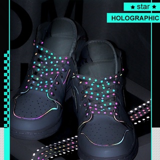 al nueva holográfica reflectante cordones cool zapatillas de deporte zapatos para correr encaje para adultos niños deportes blanco estrella cordones cuerdas 1pai