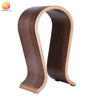 moderno soporte de auriculares único diseño de curva de madera titular de auriculares marrón universal organizador de auriculares en forma de u auriculares estante colgante para sala de estudio sala de estar