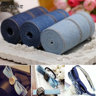 Suhe cinta de mezclilla de doble cara arco de ropa decoraciones Jeans cinta de tela Jumper gorra DIY clip accesorios artesanía costura/Multicolor (1)