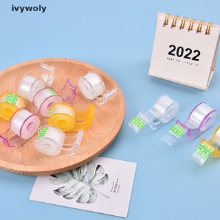 Ivywoly 10PCS Plastic With Tape Cutter Dispenser Random Color Tape School office Supply CO