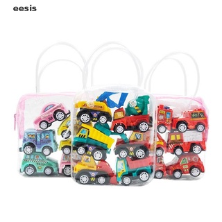 [ESIC] 6pcs Car Model Toy Pull Back Car Toys Mobile Vehicle Fire Truck Taxi Model Kids FGH