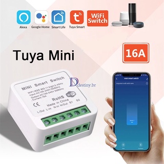 16a Tuya Mini Interruptor Inteligente Wifi 2 modos Temporizador Relé De control De Voz disyuntor De Circuito De Destino